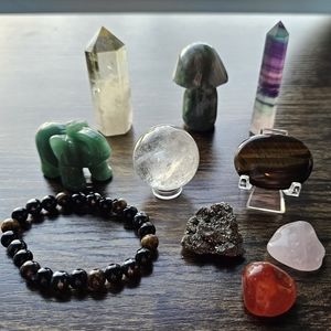 "Prosperity" Crystals 10 Pc Collection Intention Stones Set Bundle Lot Indie